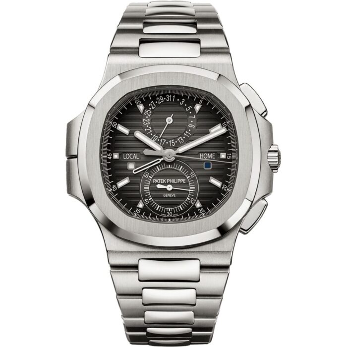Patek Philippe Nautilus 40.5mm 5990/1A-001 with black dial and stainless steel bracelet.