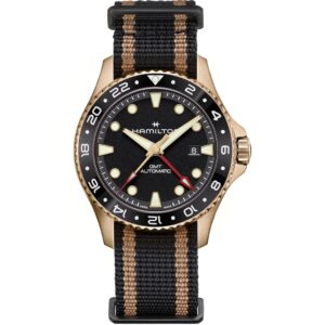 Hamilton Khaki Navy Scuba Auto GMT H82565930 Bronze Black Dial