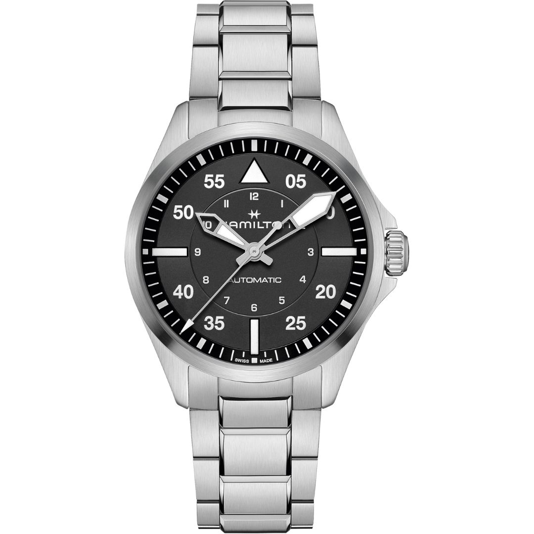 h76305130_1 - buysellsourcewatches Hamilton Khaki Aviation Pilot Auto 39mm H76305130 Stainless Steel Black Dial