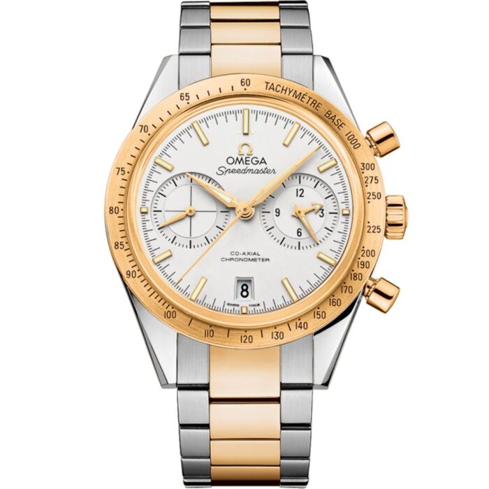 Omega Speedmaster 57 331.20.42.51.02.001 Stainless Steel Yellow Gold Silver Dial