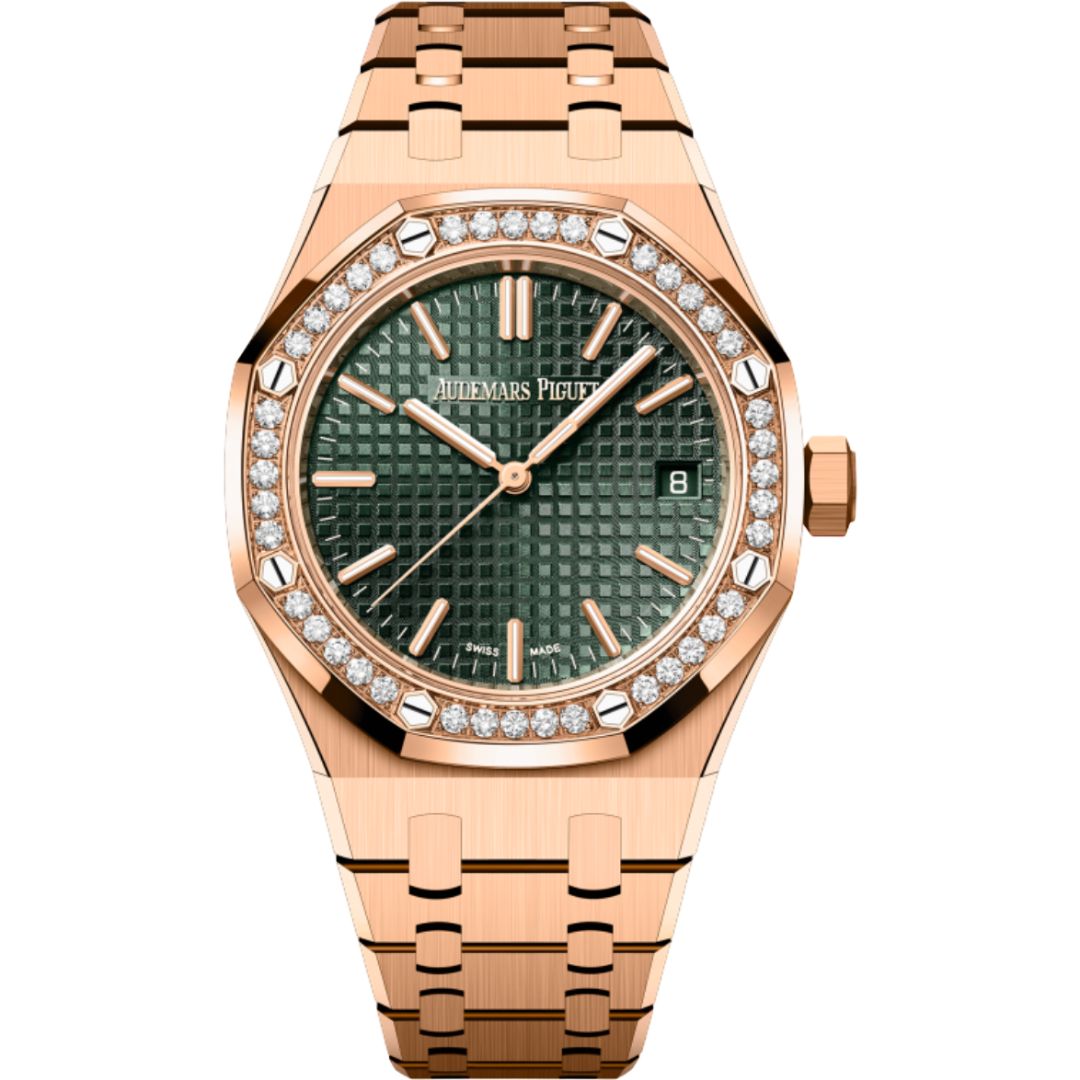 audemars-piguet-royal-oak-37mm-15551or-zz-1356or-06_1 - buysellsourcewatches Audemars Piguet Royal Oak 37mm 15551OR.ZZ.1356OR.06 Rose Gold Green Dial