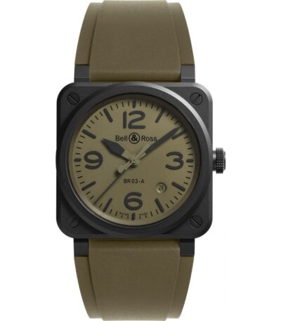 Bell & Ross BR 03 Military Ceramic 41mm BR03A-MIL-CE/SRB Front View