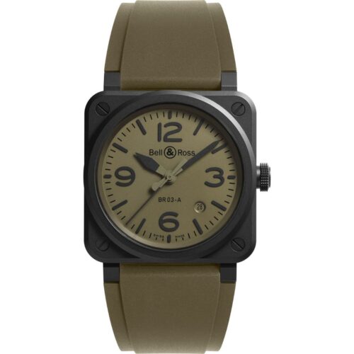 bell-ross-br-03-military-ceramic-br03a-mil-ce-srb_1 - buysellsourcewatches Bell & Ross BR 03 Military Ceramic 41mm BR03A-MIL-CE/SRB Front View