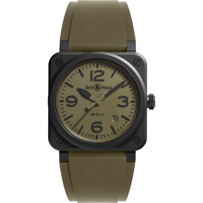 Bell & Ross BR 03 Military Ceramic 41mm BR03A-MIL-CE/SRB Front View
