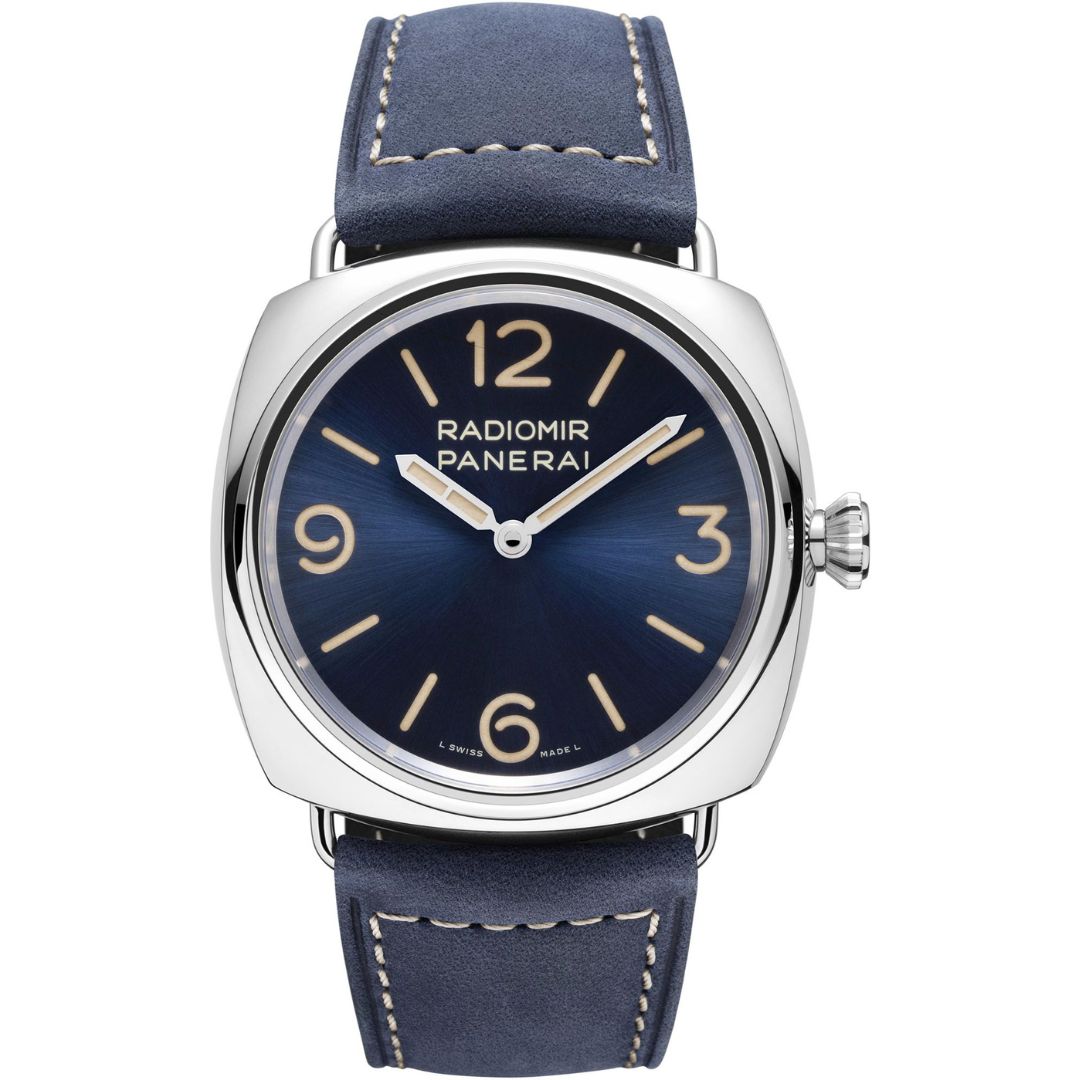pam01383-main - buysellsourcewatches Panerai Radiomir Officine PAM01383 in steel with blue dial