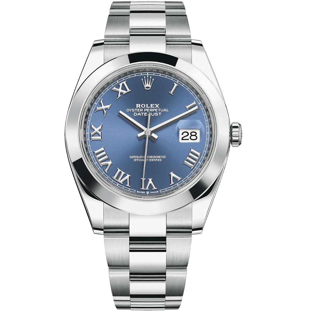 rolex-datejust-41-126300-0017 - buysellsourcewatches Rolex Datejust 41 126300 in steel oyster bracelet with blue roman dial