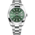 Rolex Datejust 41 126300 in steel oyster bracelet with green dial