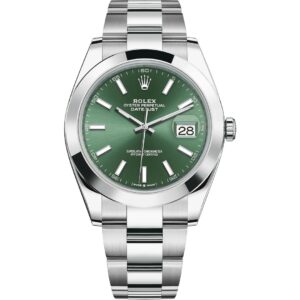 Rolex Datejust 41 126300 in steel oyster bracelet with green dial