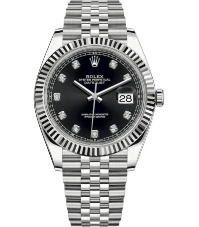 Rolex Datejust 41 126334 in steel jubilee bracelet with black diamond dial