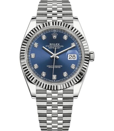Rolex Datejust 41 126334 in steel jubilee bracelet with blue diamond dial