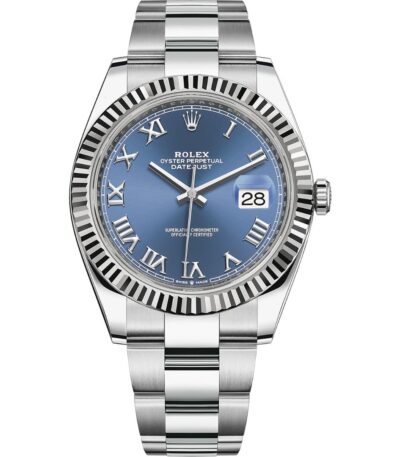 Rolex Datejust 41 126334 in steel oyster bracelet with blue roman dial
