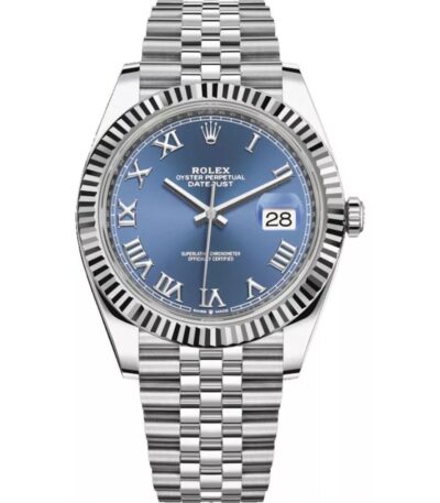 Rolex Datejust 41 126334 in steel jubilee bracelet with blue roman dial