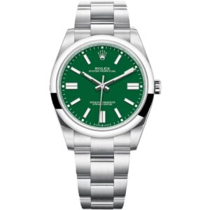 rolex-oyster-perpetual-41-124300-green_1 - buysellsourcewatches Rolex Oyster Perpetual 41 124300 Green front view