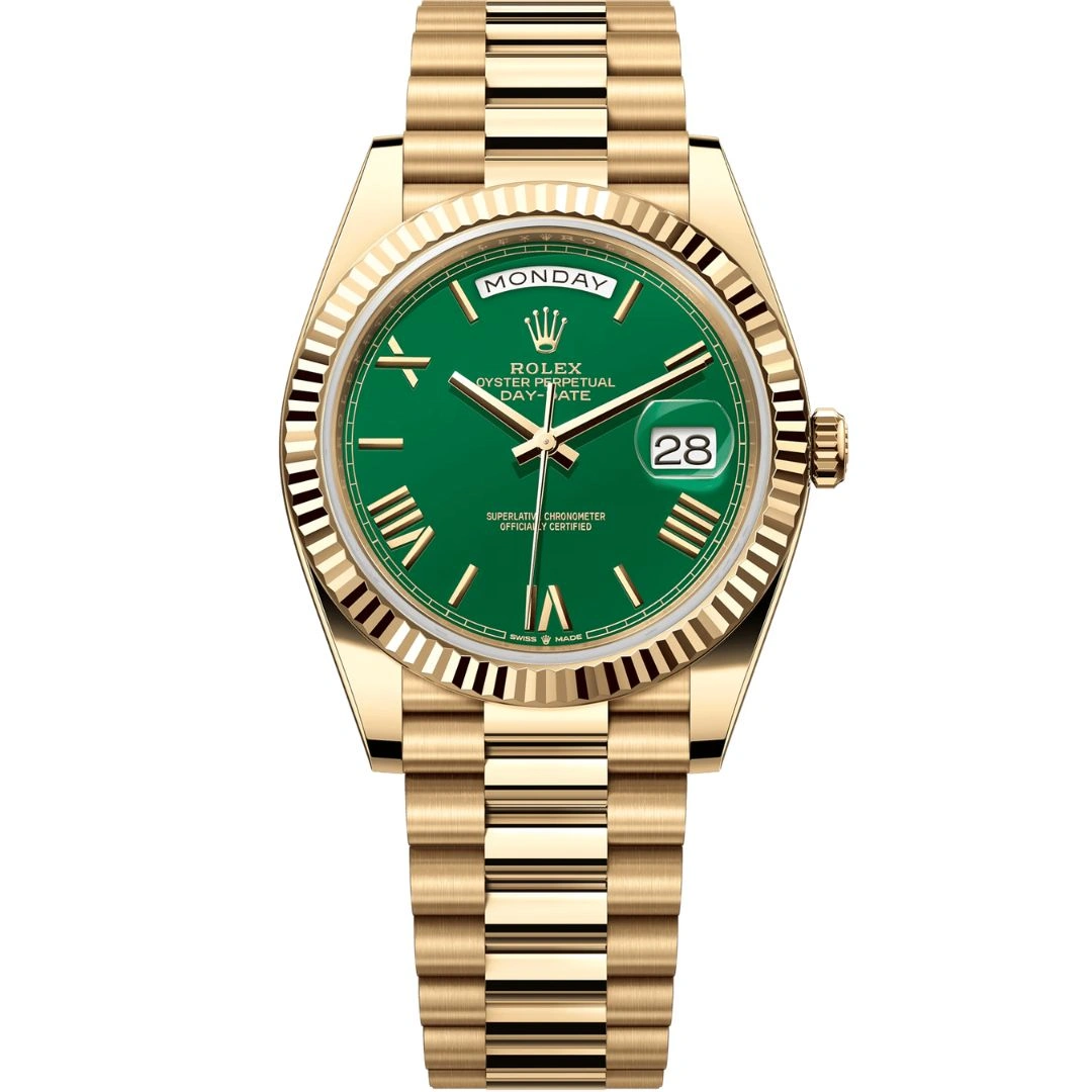 228238-0061_1 Rolex Day-Date 40 228238 Yellow Gold Green Dial