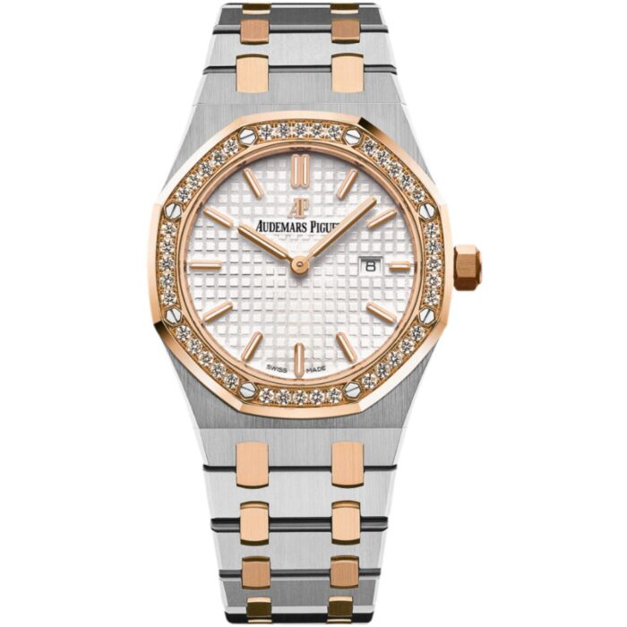 audemars-piguet-royal-oak-33-67651sr-zz-1261sr-01_1 - buysellsourcewatches Audemars Piguet Royal Oak 33 67651SR.ZZ.1261SR.01 in stainless steel with silver dial and diamond bezel