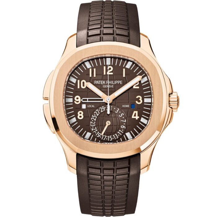 patek-philippe-aquanaut-travel-time-5164r-001_1 - buysellsourcewatches Patek Philippe Aquanaut Travel Time 5164R-001 Rose Gold Brown Dial