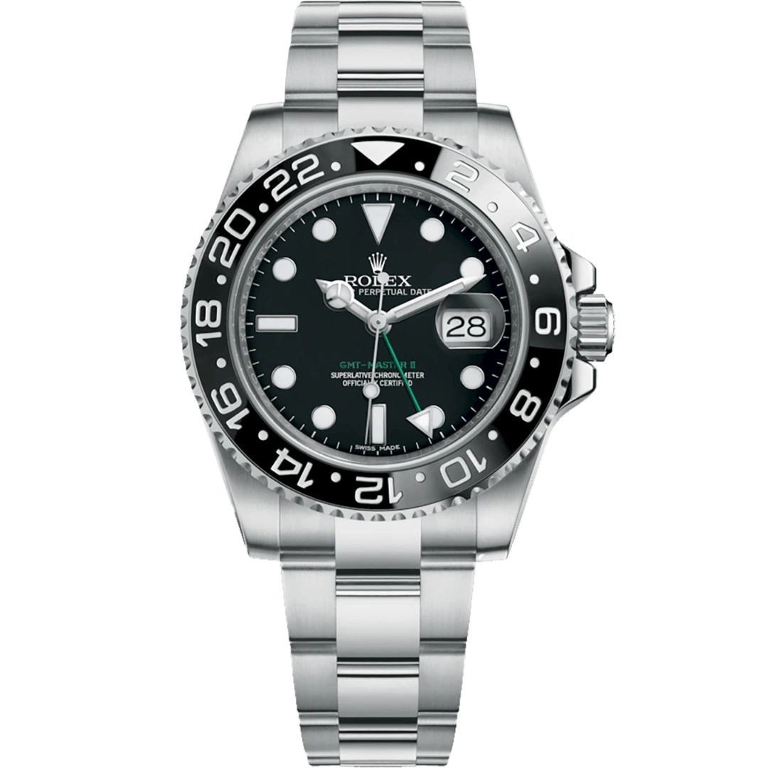 116710ln-0001_1 Rolex GMT-Master II 116710LN Stainless Steel Black Dial