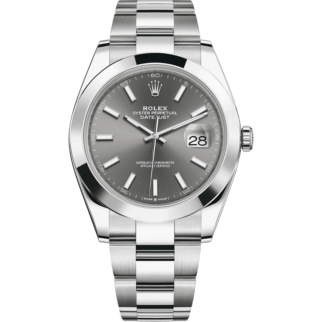 126300-0007_1 Rolex Datejust 41 126300 Stainless Steel Slate Dial Oyster