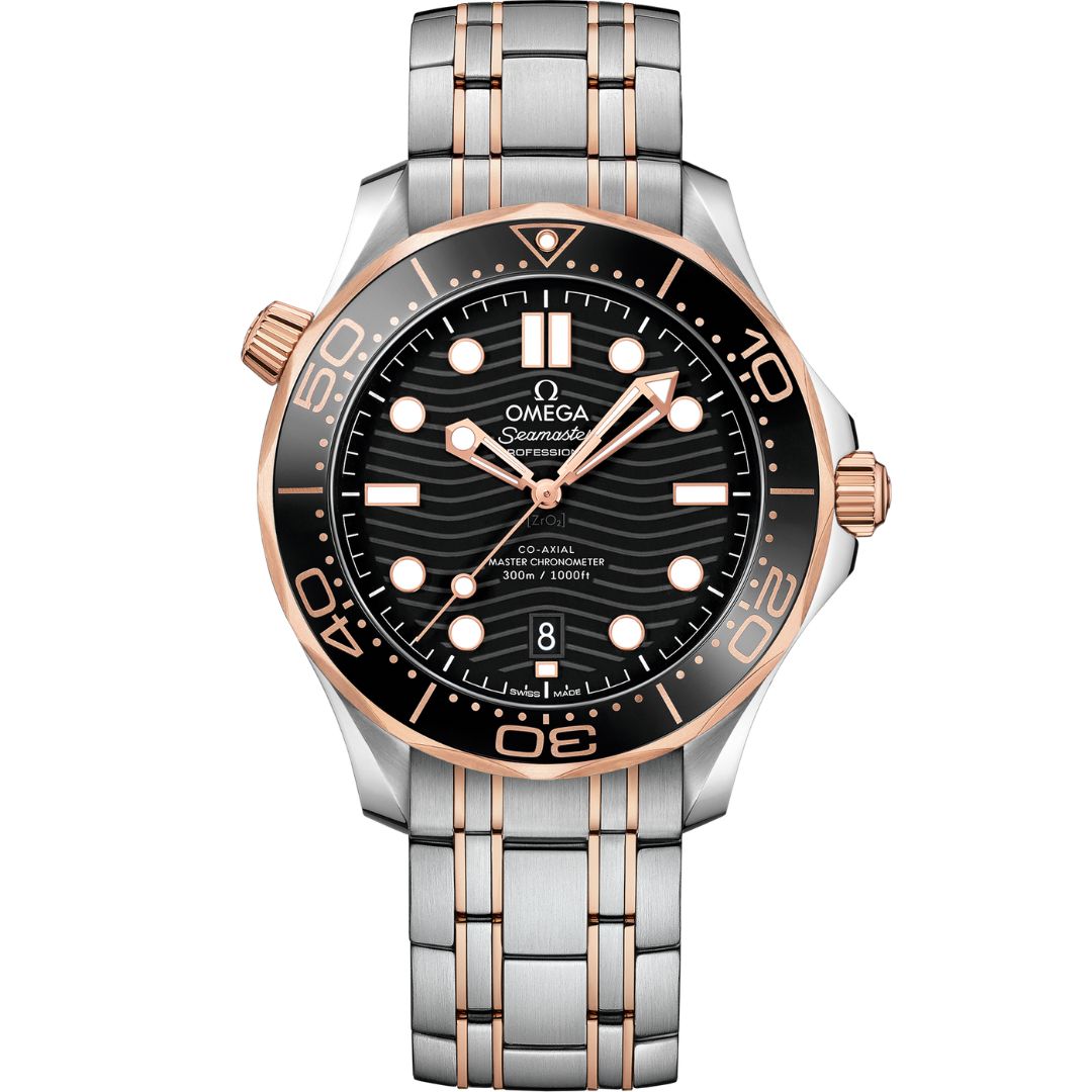 21020422001001_main Omega Seamaster Diver 300m 210.20.42.20.01.001 Stainless Steel Rose Gold Black Dial - Image 1