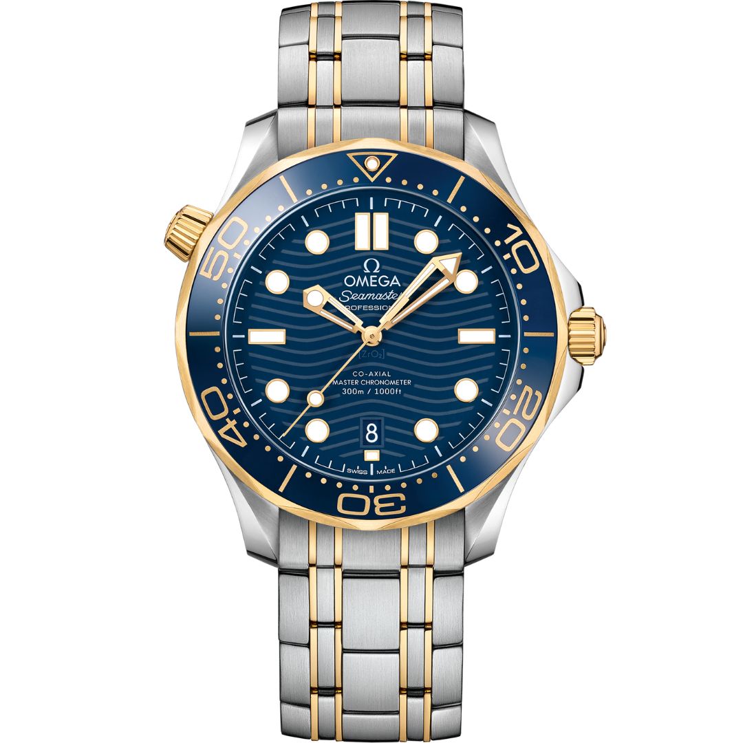 21020422003001_main Omega Seamaster Diver 300m 210.20.42.20.03.001 Stainless Steel Yellow Gold Blue Dial - Image 1