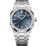 Audemars Piguet Royal Oak 77451ST.ZZ.1361ST.04 34mm Stainless Steel Blue Dial Diamond Bezel