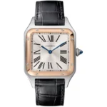 Cartier Santos-Dumont Large W2SA0037 Stainless Steel Rose Gold Silver Dial