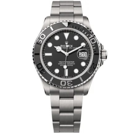 Rolex Yacht-Master 42 226627 Titanium Black Dial with lightweight RLX titanium construction, black Cerachrom bezel, automatic movement, and Oyster bracelet, combining high-performance sailing heritage with contemporary Rolex design.