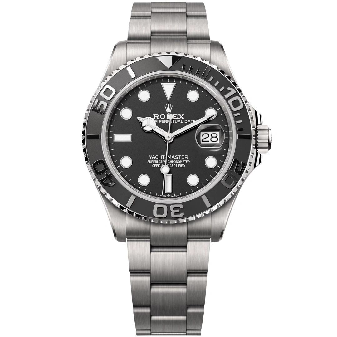 rolex-yacht-master-42-226627-0001 Rolex Yacht-Master 42 226627 Titanium Black Dial with lightweight RLX titanium construction, black Cerachrom bezel, automatic movement, and Oyster bracelet, combining high-performance sailing heritage with contemporary Rolex design.