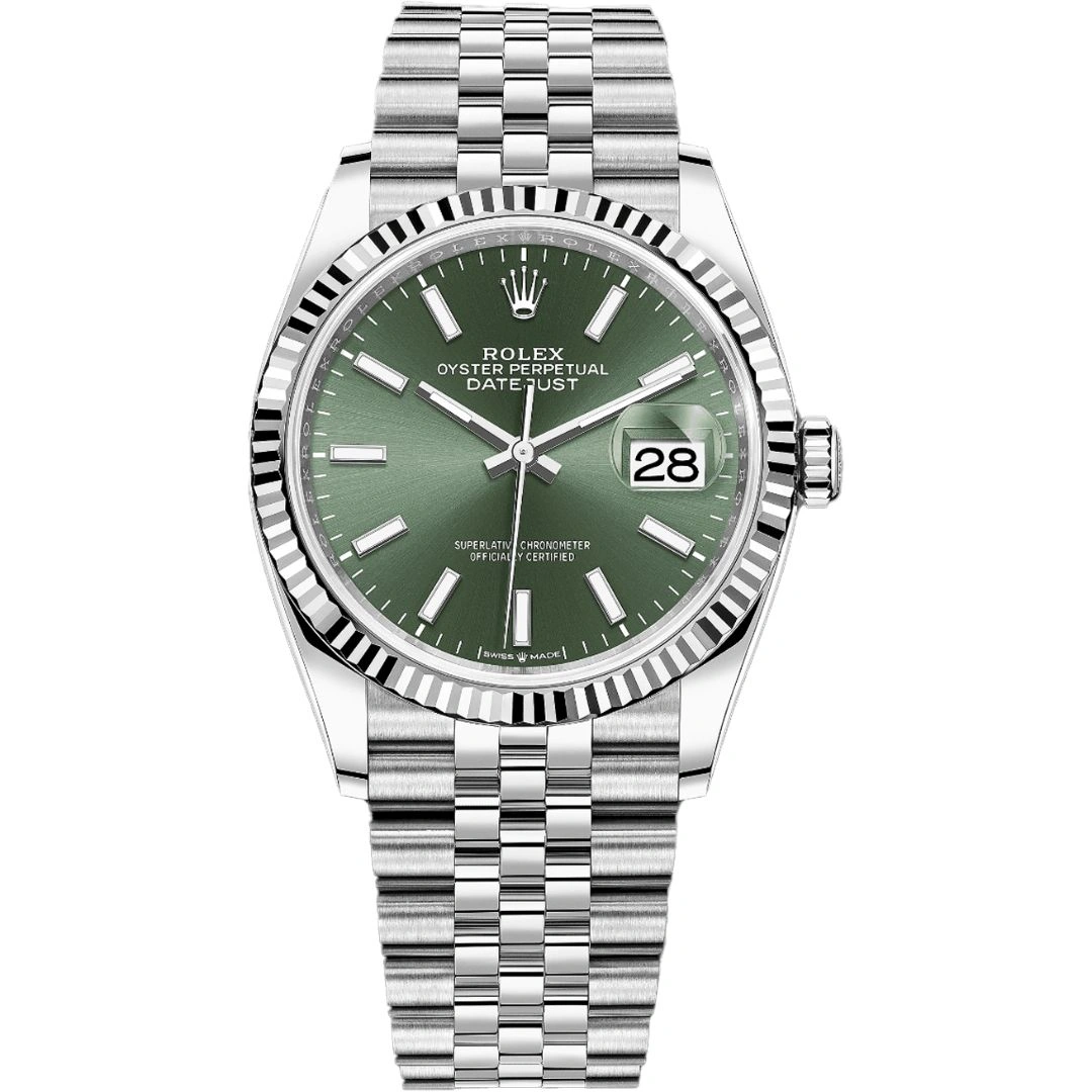 126234-0051_1 Rolex Datejust 36 126234 Stainless Steel Green Dial Jubilee - Image 1