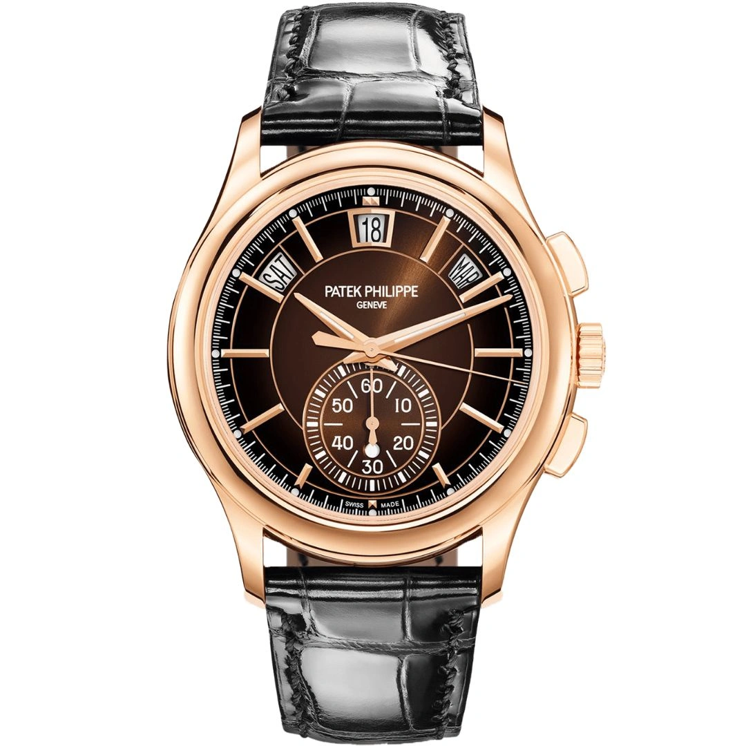 5905r-001_1 Patek Philippe Annual Calendar Chronograph 5905R-001 Rose Gold Brown Dial - Image 1