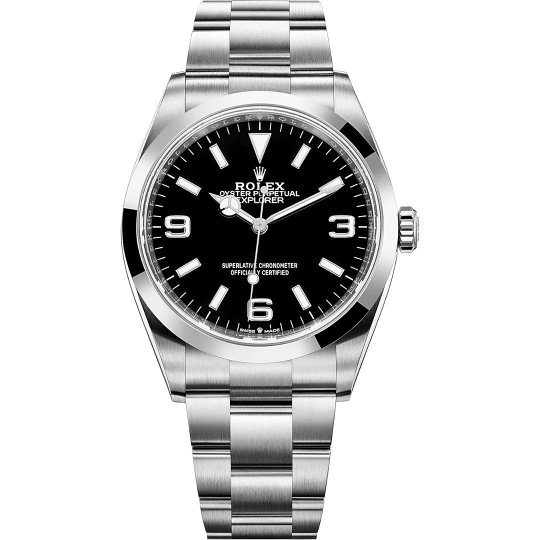 124270-0001_1 Rolex Explorer 36 124270 Stainless Steel Black Dial