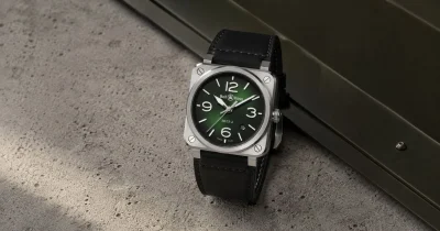Bell & Ross BR 03 Green Steel luxury watch featuring a bold square case, green dial, and distinctive aviation-inspired design.