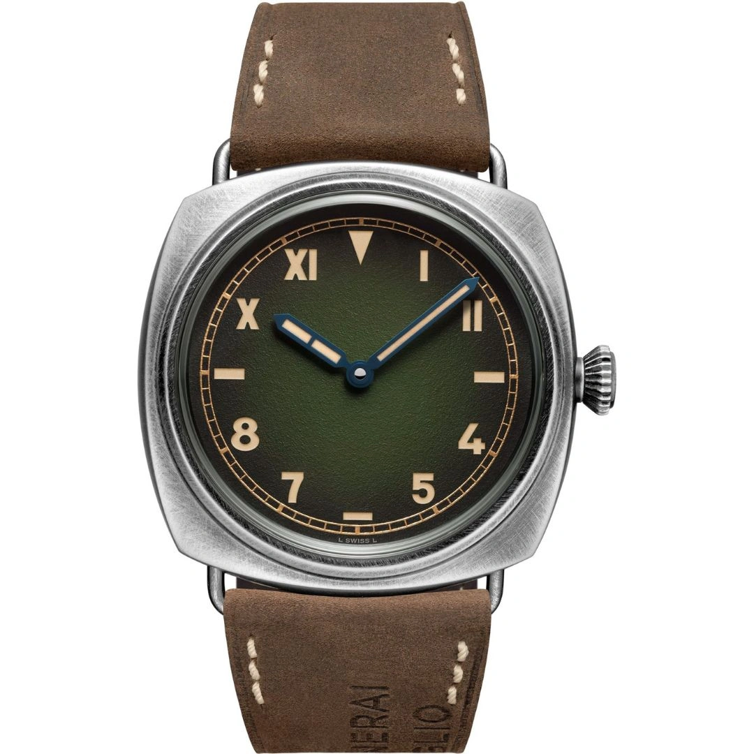 pam01349_1 Panerai Radiomir California PAM01349 45mm with Green Dial and Brown Leather Strap